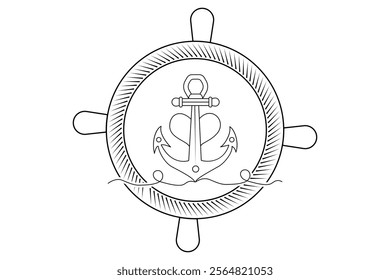 Ship anchor continuous line drawing and minimalist style isolate outline vector icon