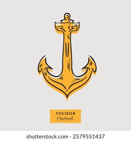 Ship Anchor freehand drawing, vector illustration design.