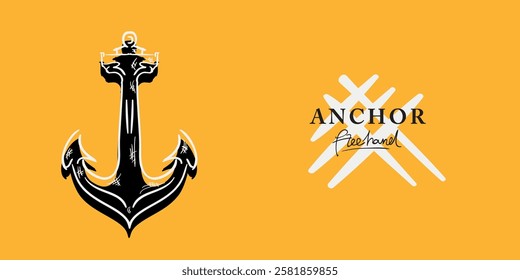 Ship Anchor freehand drawing, vector illustration design.