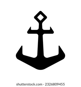 Ship anchor icon. Black silhouette. Front view. Vector simple flat graphic illustration. Isolated object on a white background. Isolate.