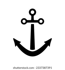 Ship anchor icon. Black silhouette. Front view. Vector simple flat graphic illustration. Isolated object on a white background. Isolate.