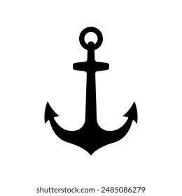 Ship anchor icon. Black silhouette. Front view. Vector simple flat graphic illustration. Isolated object on a white background. Isolate.