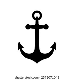 Ship anchor icon. Black silhouette. Front view. Vector simple flat graphic illustration. Isolated object on white background. Isolate.