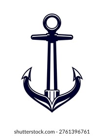 Ship anchor icon of boat nautical equipment and marine heraldic symbol, vector heraldry. Sailboat anchor of navy maritime or naval emblem and badge for tattoo or ocean and sea yachting club