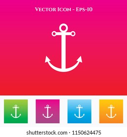 Ship Anchor Icon in Colored Square box. eps-10