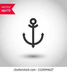  Ship anchor icon. Marine anchor icon. Studio background. EPS 10 vector flat icon. 