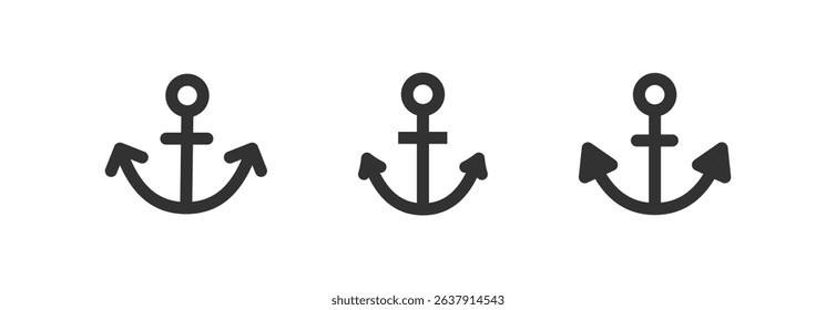 Ship anchor icon. Metal heavy tool for sea or ocean boat.