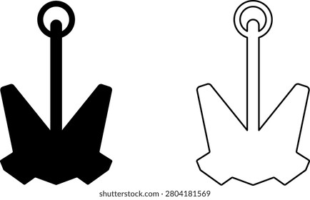Ship Anchor Icon Set Vector Illustration. Nautical Anchor Icons Set Isolated on Transparent Background