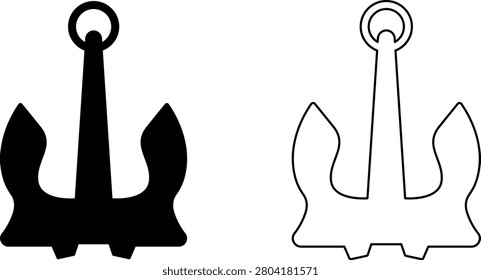 Ship Anchor Icon Set Vector Illustration. Nautical Anchor Icons Set Isolated on Transparent Background