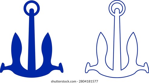 Ship Anchor Icon Set Vector Illustration. Nautical Anchor Icons Set Isolated on Transparent Background