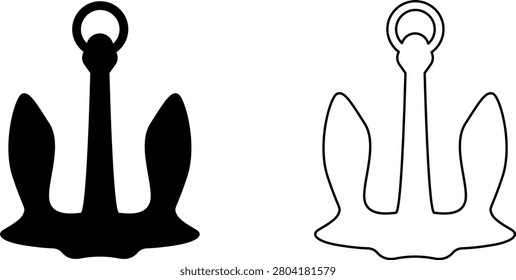 Ship Anchor Icon Set Vector Illustration. Nautical Anchor Icons Set Isolated on Transparent Background