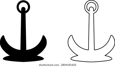 Ship Anchor Icon Set Vector Illustration. Nautical Anchor Icons Set Isolated on Transparent Background