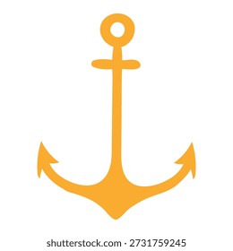 Ship anchor isolated on transparent background. Hand drawn flat vector illustration. Kids nautical print, design element, clip art. Part of ship, boat, yacht