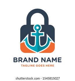 Ship anchor key logo design