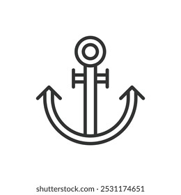 Ship Anchor, in line design. Ship anchor, nautical, marine, boat, ocean, maritime, seafaring on white background vector. Ship Anchor editable stroke icon