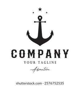 ship anchor logo design with rope, for, boat, marine, yacht, business, emblem, nautica, shipping company