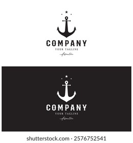 ship anchor logo design with rope, for, boat, marine, yacht, business, emblem, nautica, shipping company