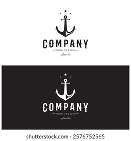 ship anchor logo design with rope, for, boat, marine, yacht, business, emblem, nautica, shipping company