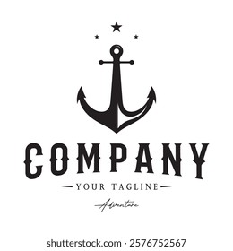 ship anchor logo design with rope, for, boat, marine, yacht, business, emblem, nautica, shipping company