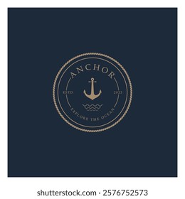 ship anchor logo design with rope, for, boat, marine, yacht, business, emblem, nautica, shipping company