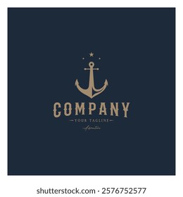 ship anchor logo design with rope, for, boat, marine, yacht, business, emblem, nautica, shipping company