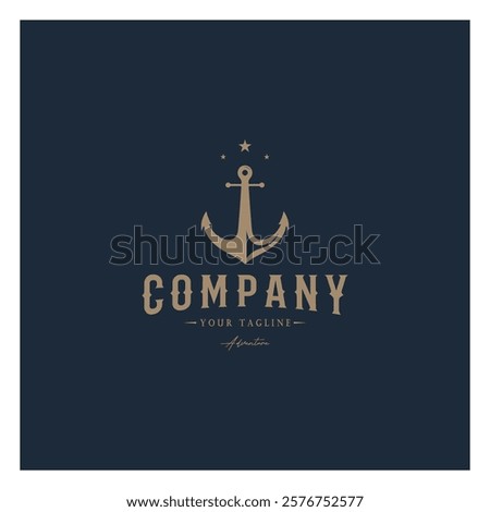 ship anchor logo design with rope, for, boat, marine, yacht, business, emblem, nautica, shipping company