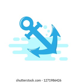 ship anchor logo design, water blue color