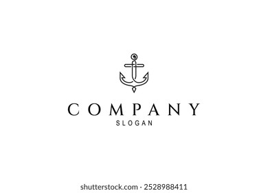 ship anchor logo in minimalist linear design style