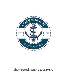 Ship anchor logo vector, this logo is suitable for all types of businesses related to ports, shipping, cruise ships or related companies