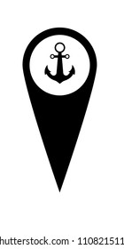 ship anchor and map pointer.ship harbor here