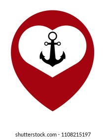 ship anchor and map pointer.ship harbor here
