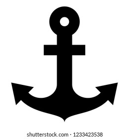 Ship anchor for marine nautical design icon black color