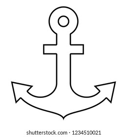 Ship anchor for marine nautical design icon outline black color