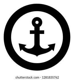 Ship anchor for marine nautical design icon black color vector illustration flat style simple imagein circle round