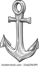 Ship Anchor Nautical Illustration Vintage Woodcut Stock Vector (Royalty ...