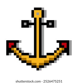 Ship anchor in pixel art style