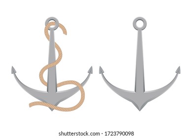 Ship anchor with rope vector illustration isolated on white background