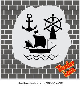 Ship, Anchor and Rudder icon