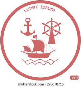 Ship, Anchor and Rudder icon