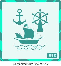 Ship, Anchor and Rudder icon