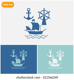 Ship, Anchor and Rudder icon