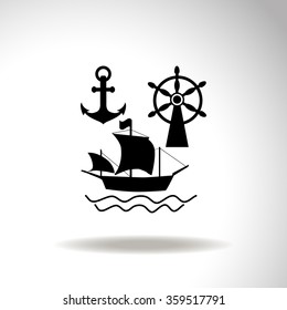 Ship, Anchor and Rudder icon