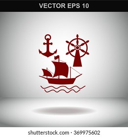 Ship, Anchor and Rudder icon