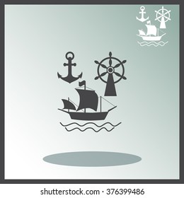 Ship, Anchor and Rudder icon