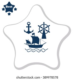 Ship, Anchor and Rudder icon