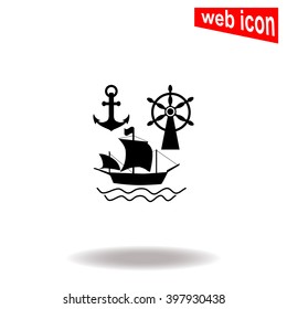 Ship, Anchor and Rudder icon.