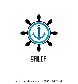 ship anchor and rudder icon vector, icons and logos