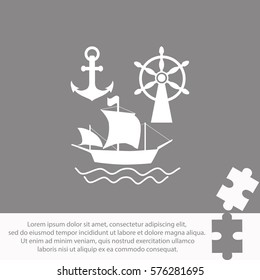 Ship, Anchor and Rudder  icon Vector design.