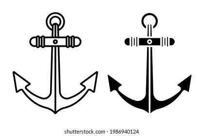 ship anchor. Safe anchorage of ships in port. Simple black and white vector