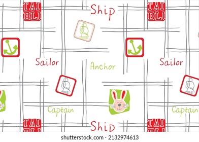 Ship Anchor Seamless All Over Print T-Shirt Print Design Vector Illustration 